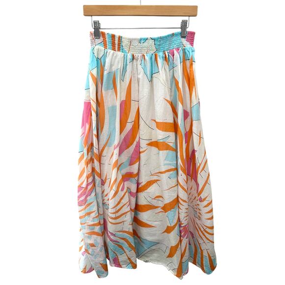 ANTHROPOLOGIE | Maeve Abstract Midi Skirt Smocked Waist Cotton | Small - Picture 4 of 7
